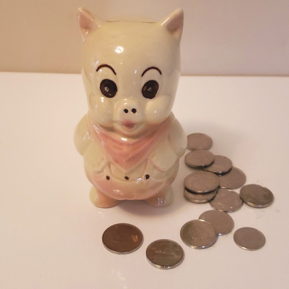 Vintage Porky Pig ceramic Bank EUC